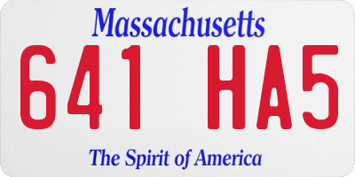 MA license plate 641HA5