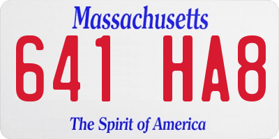 MA license plate 641HA8