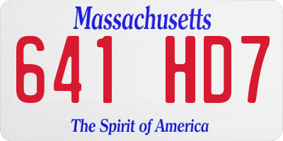 MA license plate 641HD7