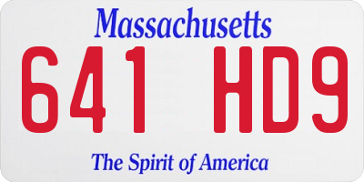 MA license plate 641HD9