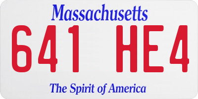 MA license plate 641HE4