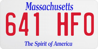 MA license plate 641HF0