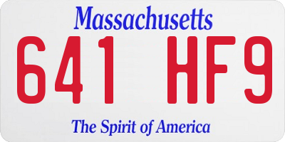 MA license plate 641HF9