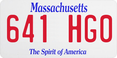 MA license plate 641HG0