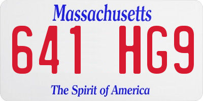 MA license plate 641HG9