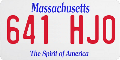MA license plate 641HJ0