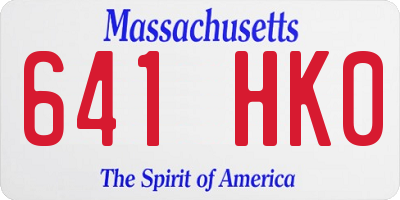 MA license plate 641HK0