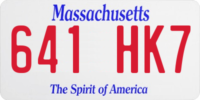 MA license plate 641HK7