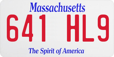 MA license plate 641HL9