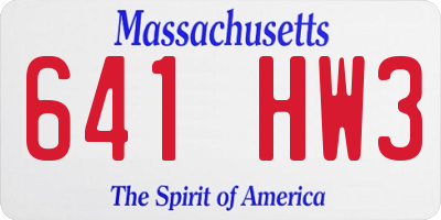 MA license plate 641HW3