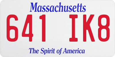 MA license plate 641IK8
