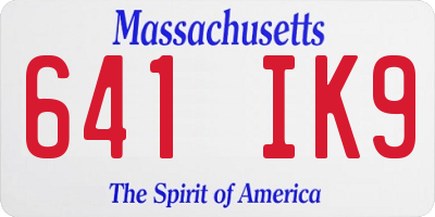 MA license plate 641IK9
