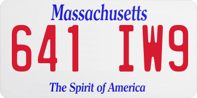 MA license plate 641IW9