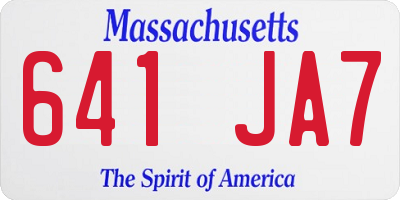 MA license plate 641JA7