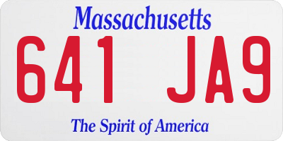 MA license plate 641JA9
