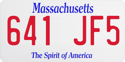 MA license plate 641JF5