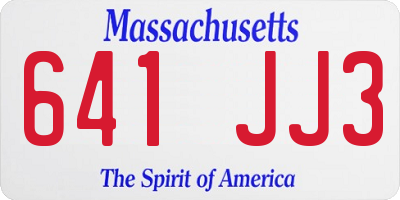 MA license plate 641JJ3