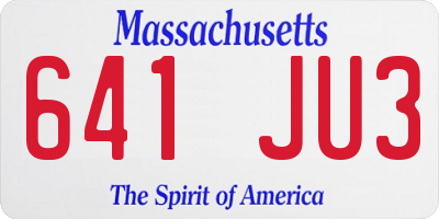 MA license plate 641JU3