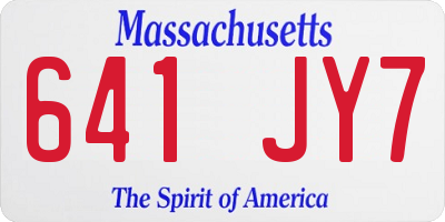 MA license plate 641JY7
