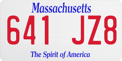 MA license plate 641JZ8