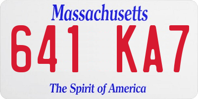MA license plate 641KA7