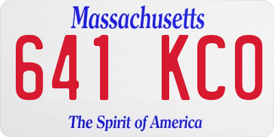 MA license plate 641KC0