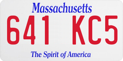 MA license plate 641KC5