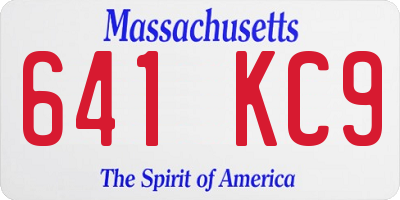 MA license plate 641KC9