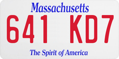 MA license plate 641KD7