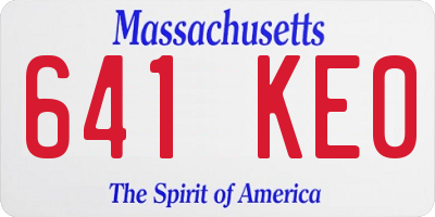 MA license plate 641KE0
