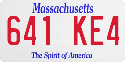 MA license plate 641KE4