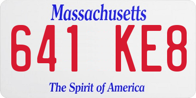 MA license plate 641KE8
