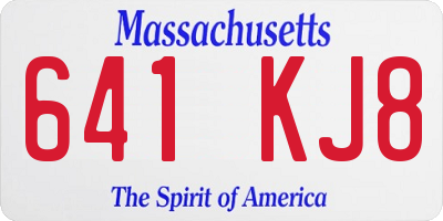 MA license plate 641KJ8