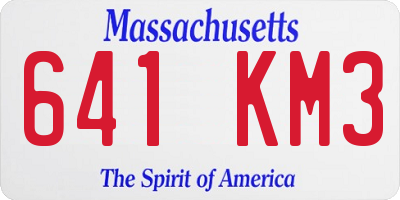 MA license plate 641KM3
