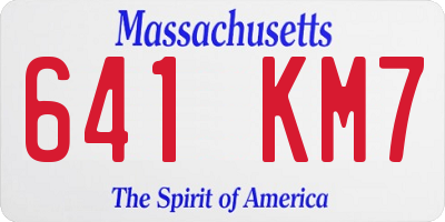 MA license plate 641KM7