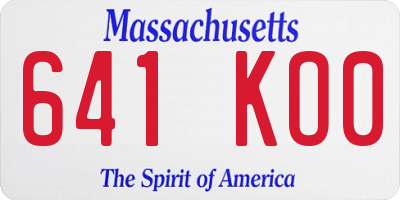 MA license plate 641KO0