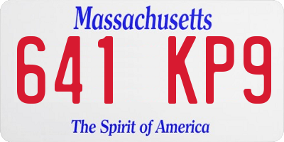 MA license plate 641KP9
