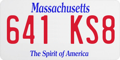 MA license plate 641KS8