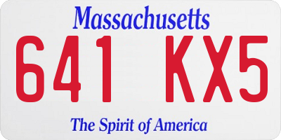 MA license plate 641KX5