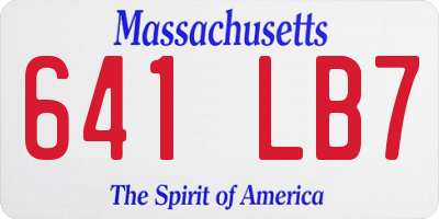 MA license plate 641LB7