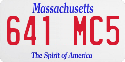 MA license plate 641MC5