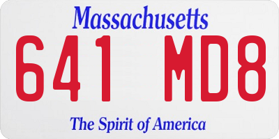 MA license plate 641MD8