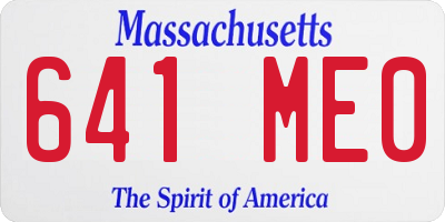 MA license plate 641ME0