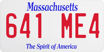 MA license plate 641ME4