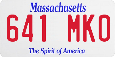 MA license plate 641MK0