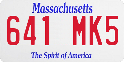 MA license plate 641MK5
