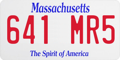 MA license plate 641MR5