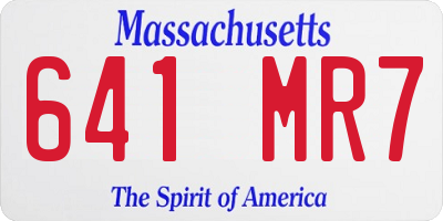 MA license plate 641MR7