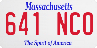 MA license plate 641NC0