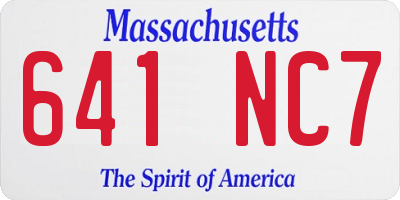 MA license plate 641NC7